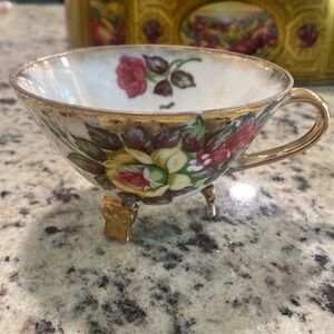 Royal Sealy Bone China Floral Teacup with Gold Accents
